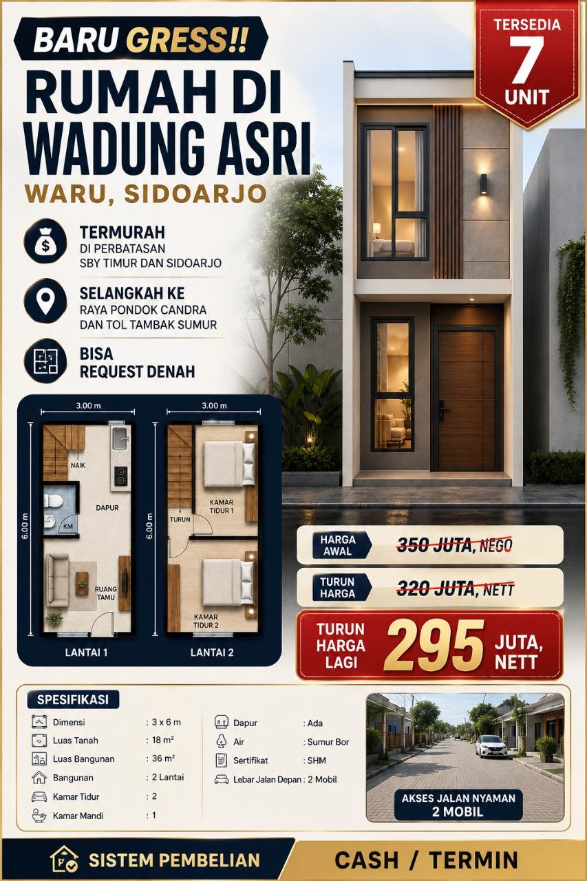 Baru Gress‼️Rumah Di Wadung Asri, Waru, Sidoarjo — Foto 2